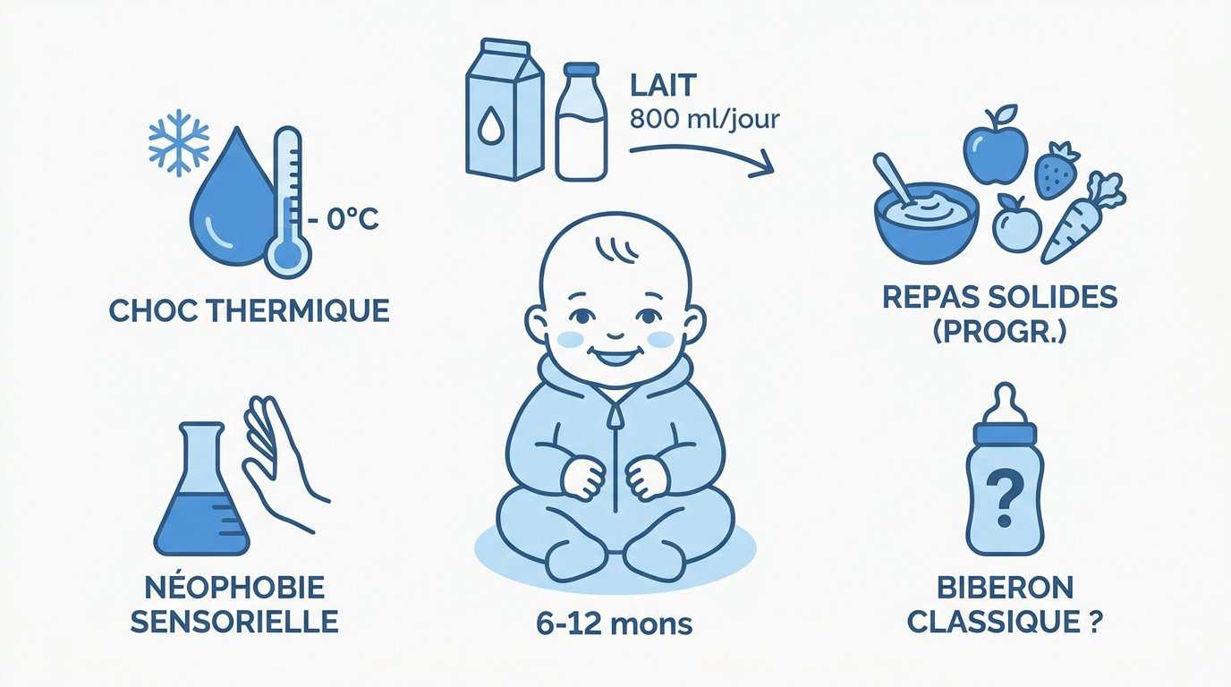 Guide visuel de l'hydratation et de l'alimentation pour bébé de 6 à 12 mois