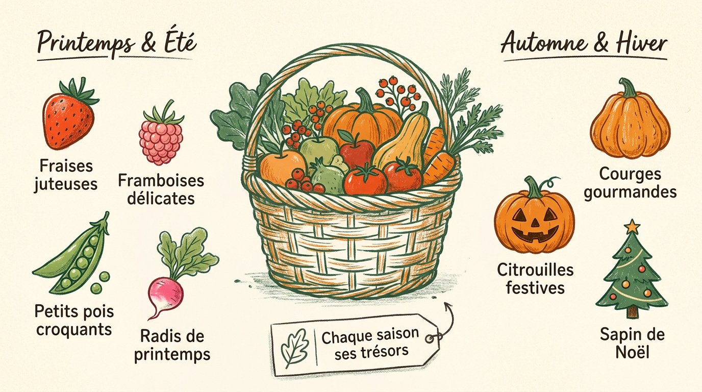 guide des saisons fruits et legumes Calendrier de récolte des fruits et légumes de saison à la ferme