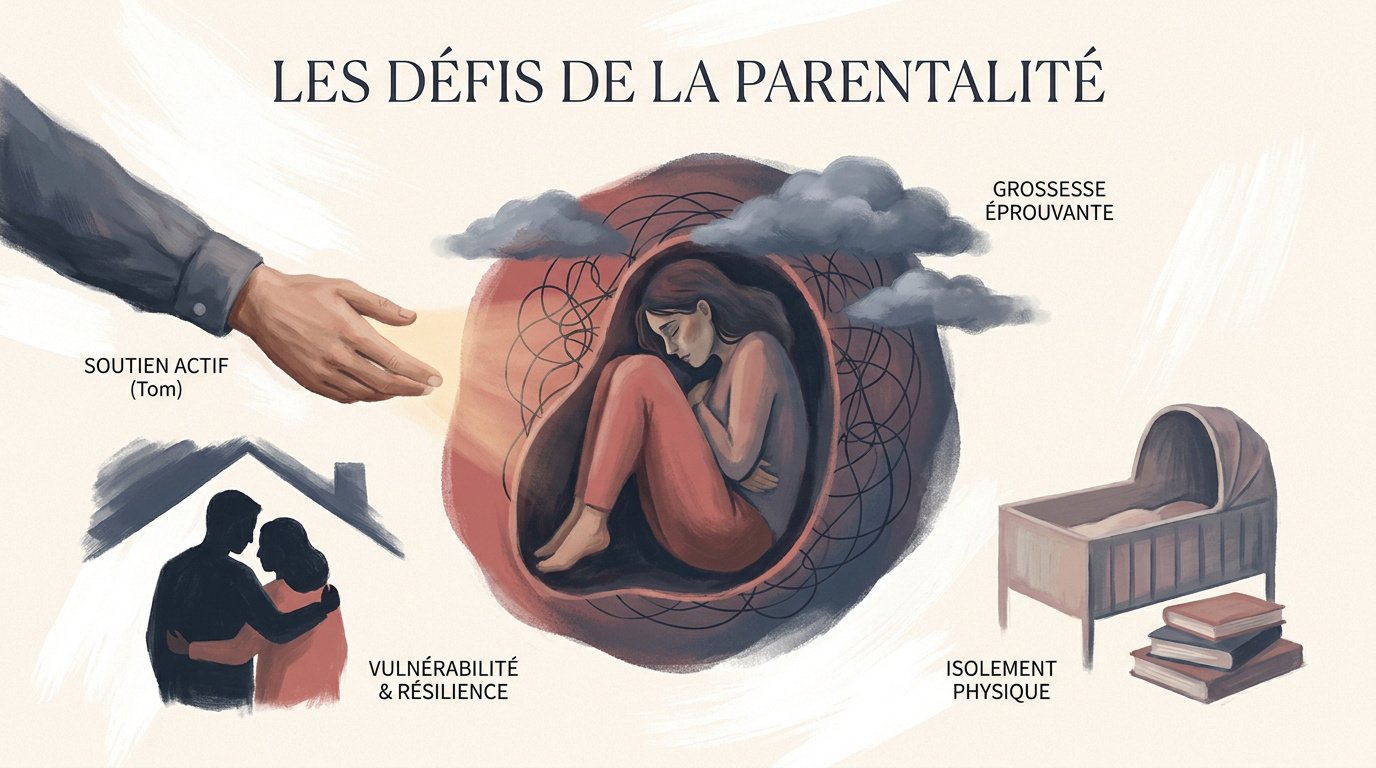 Jeune couple de parents face aux défis de la parentalité et du post-partum