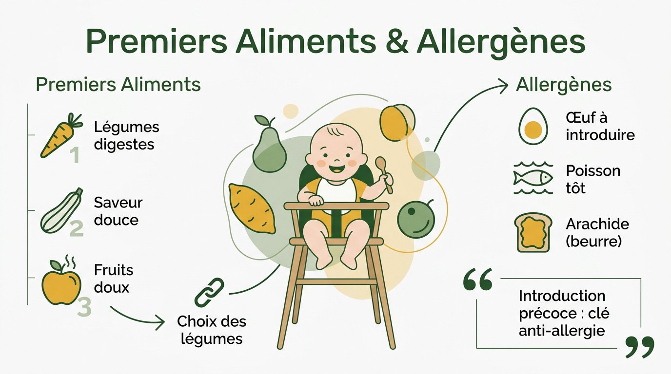 Sélection de légumes et fruits pour la diversification alimentaire de bébé à 4 mois