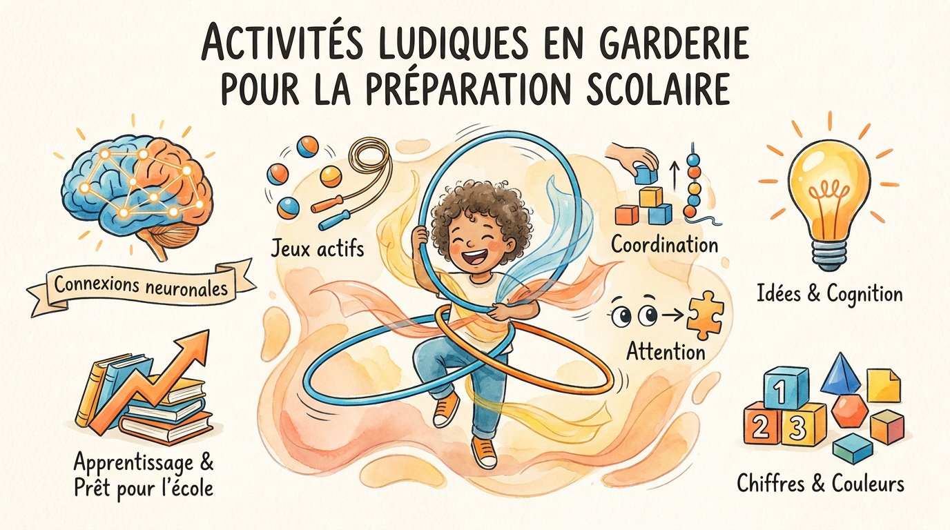 Enfants en garderie participant à des jeux actifs pour préparer la rentrée scolaire