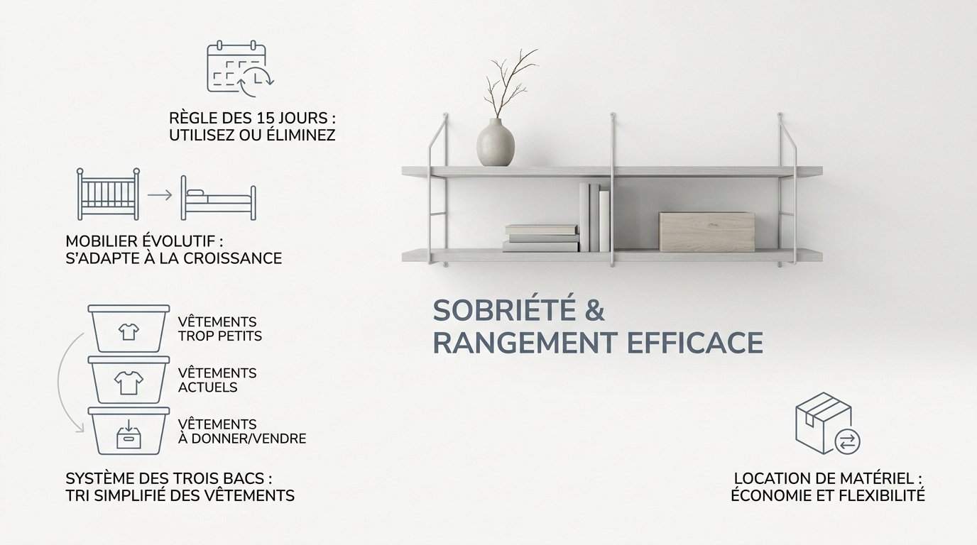 Organisation et rangement des vêtements de bébé dans une commode épurée