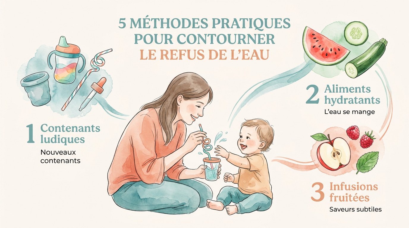 Méthodes pratiques pour hydrater un bébé qui refuse de boire de l'eau