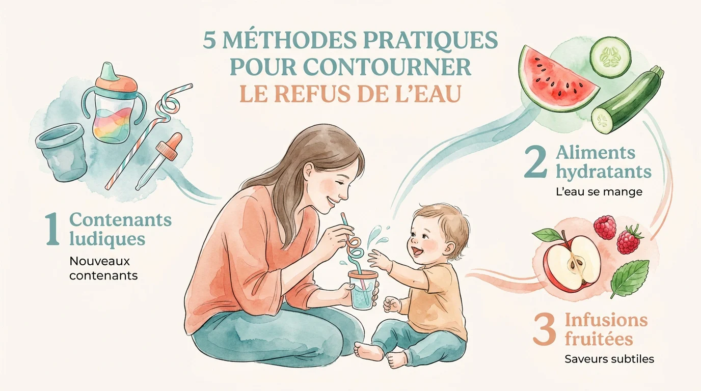 Méthodes pratiques pour hydrater un bébé qui refuse de boire de l'eau