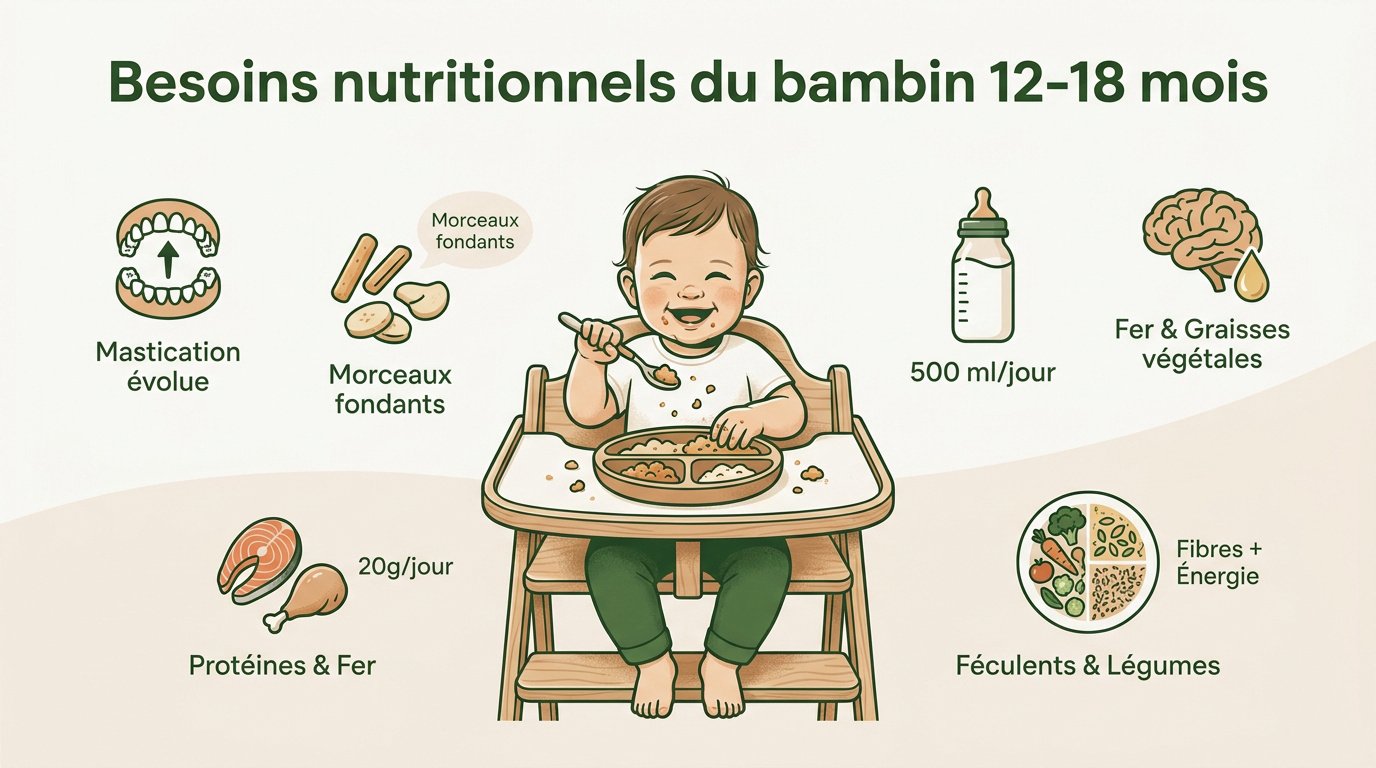Aliments adaptés pour le développement nutritionnel d'un enfant de 12 à 18 mois