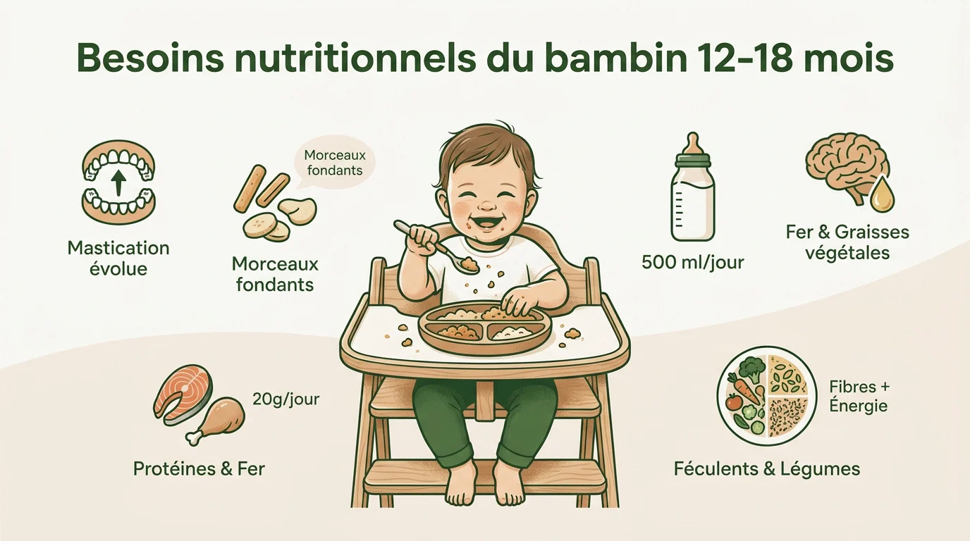 Aliments adaptés pour le développement nutritionnel d'un enfant de 12 à 18 mois