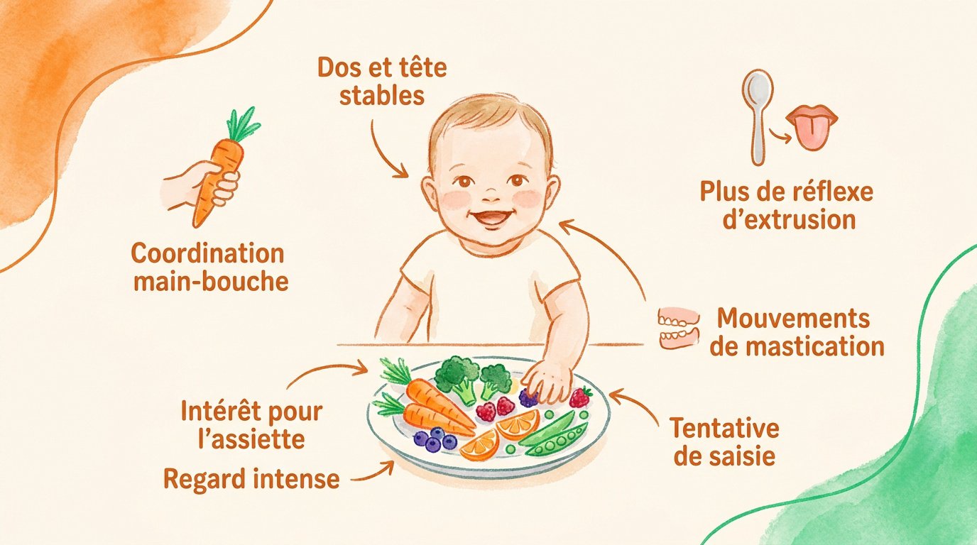 Bébé assis prêt pour la diversification alimentaire