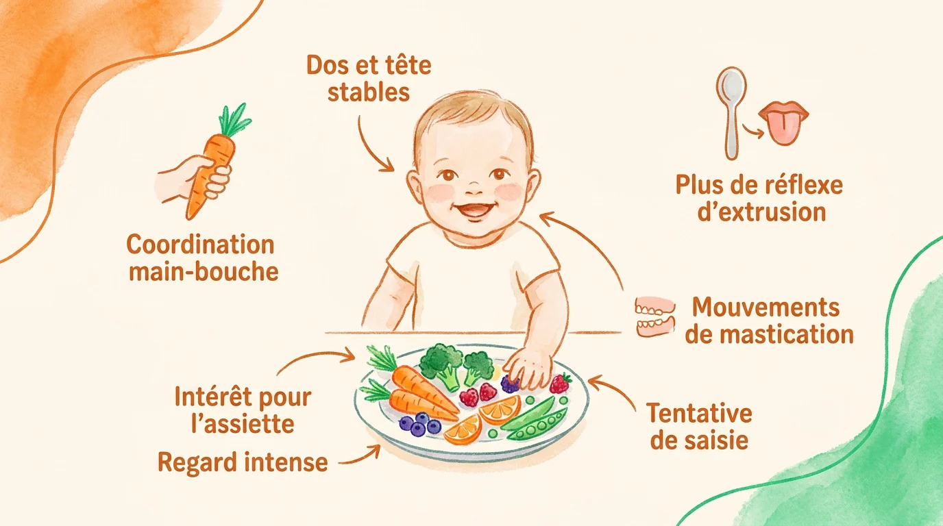 Bébé assis prêt pour la diversification alimentaire