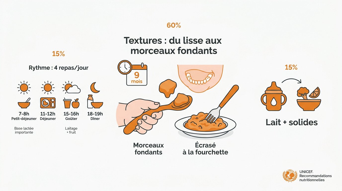 Évolution des textures et repas bébé