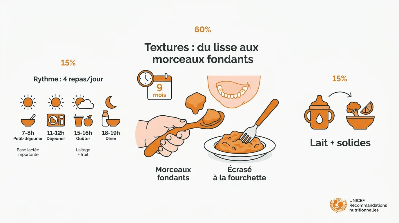 Évolution des textures et repas bébé