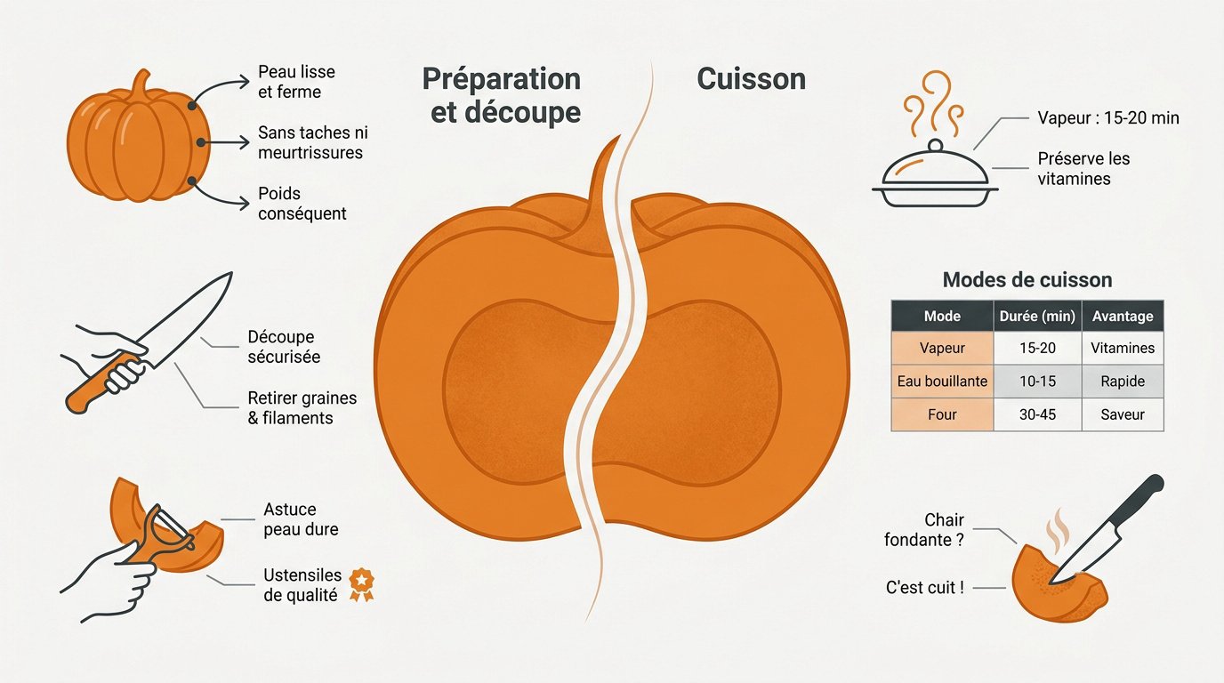 Préparation et découpe sécurisée du potiron pour bébé