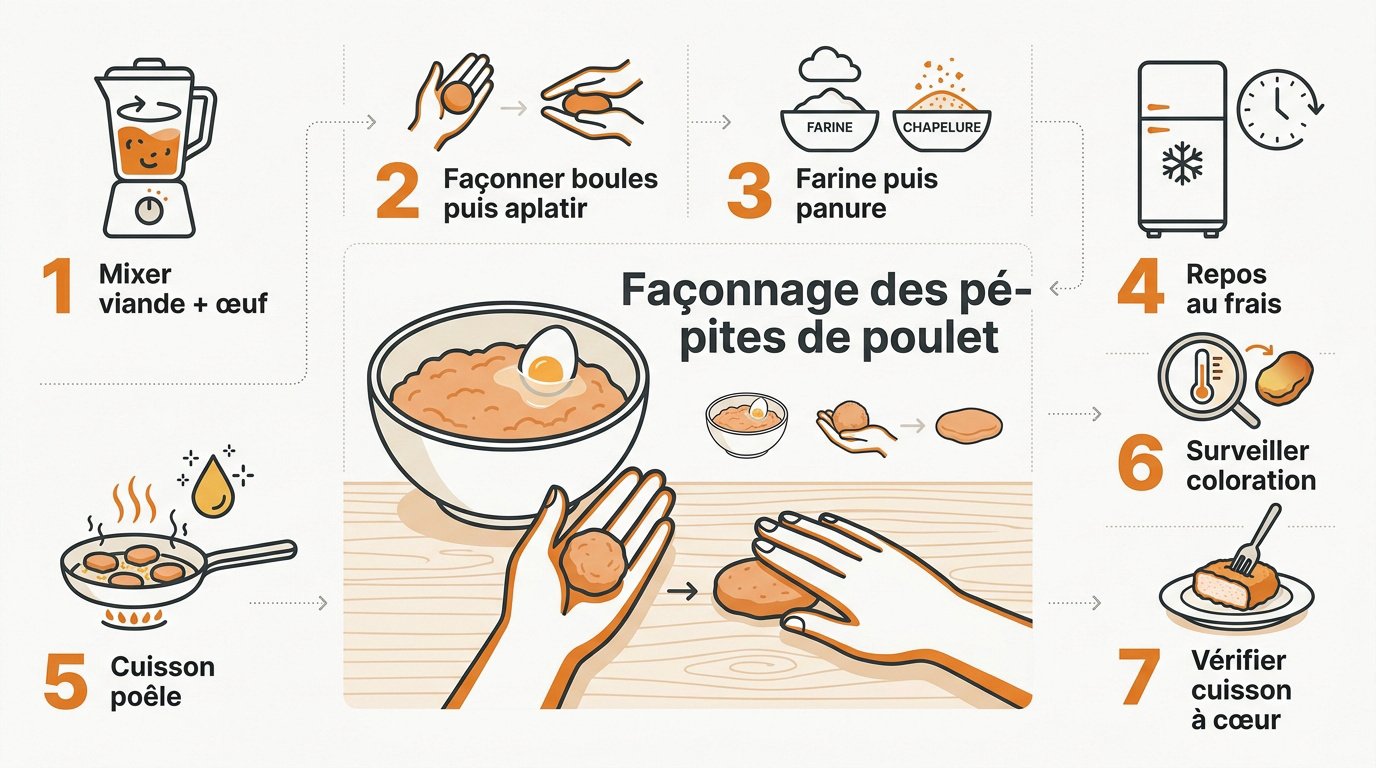 Infographie des 7 étapes pour nuggets maison