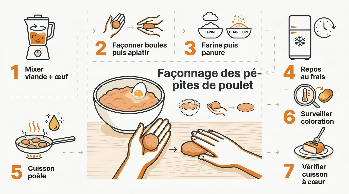 Infographie des 7 étapes pour nuggets maison