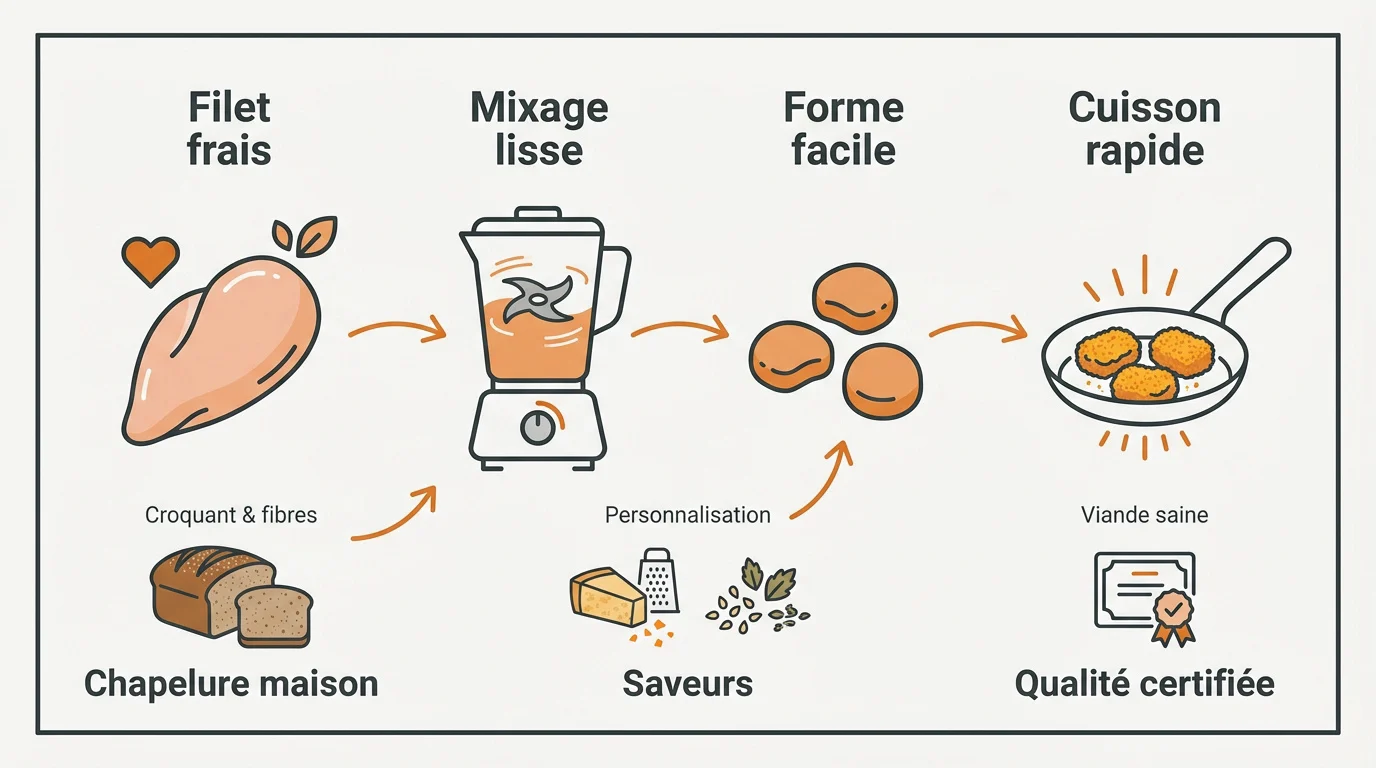 Préparation de nuggets maison au poulet