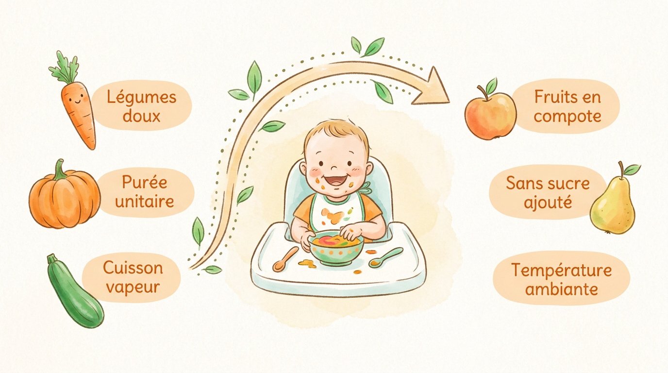 Premières purées de légumes lisses pour bébé de 4 mois