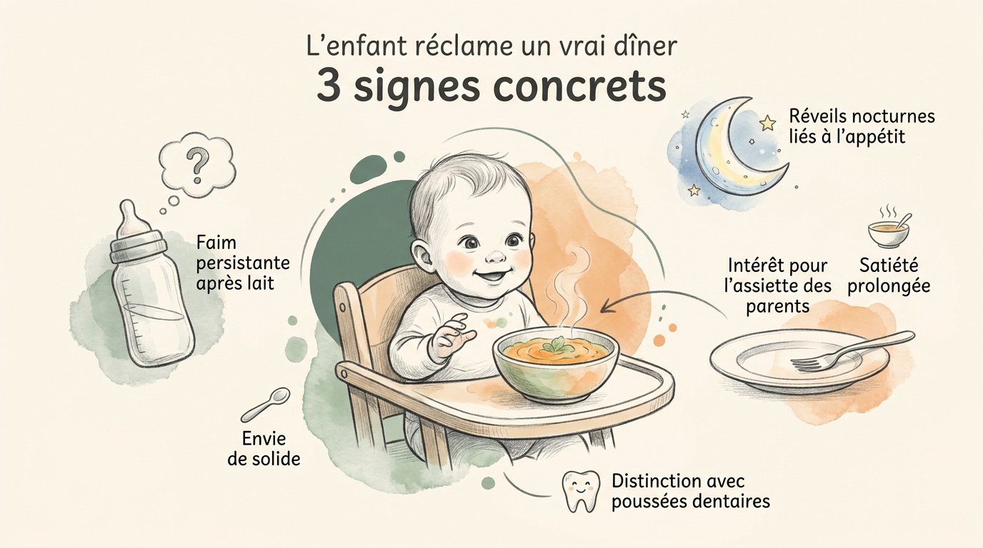 lenfant reclame un vrai diner 3 signes Bébé montre des signes de faim pour son repas du soir