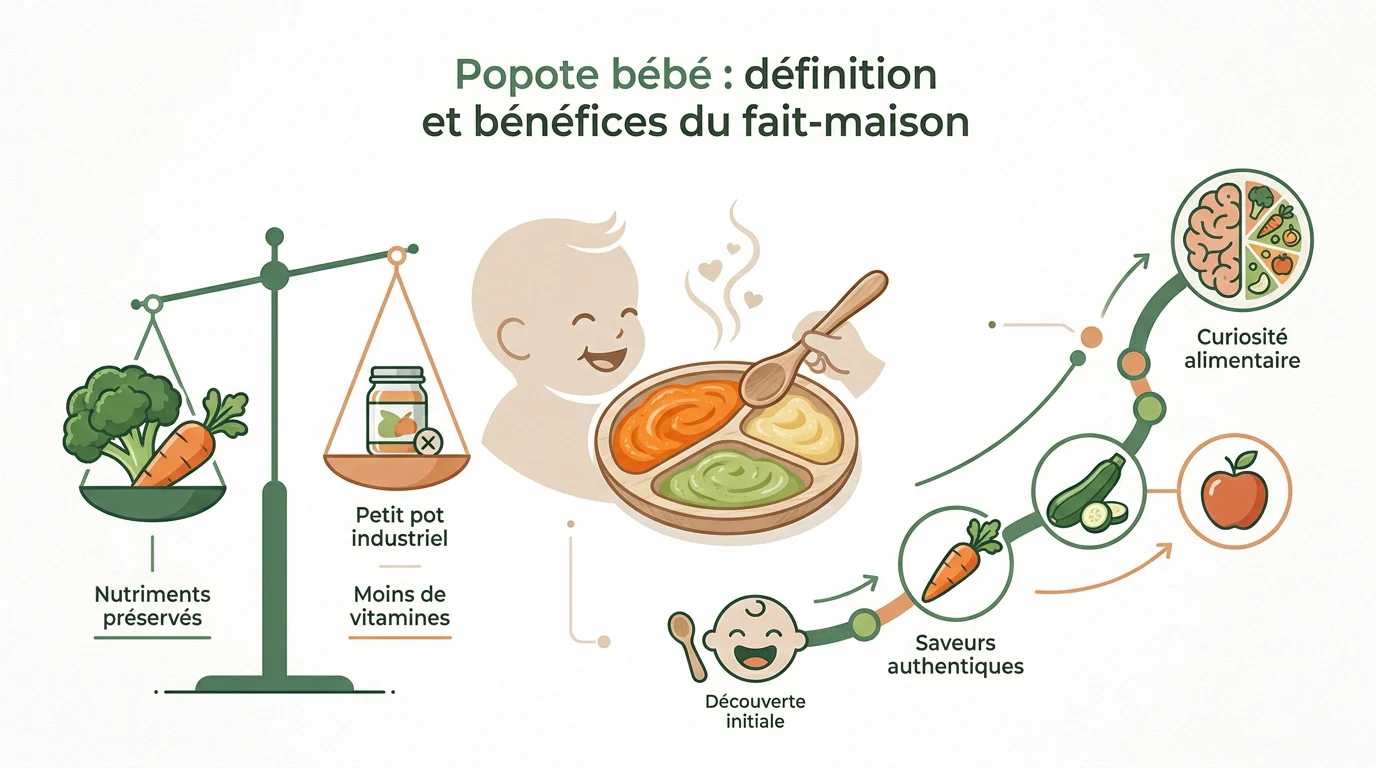 popote bebe fait maison une alimentation saine Préparation d'une purée de légumes maison pour bébé avec des ingrédients frais