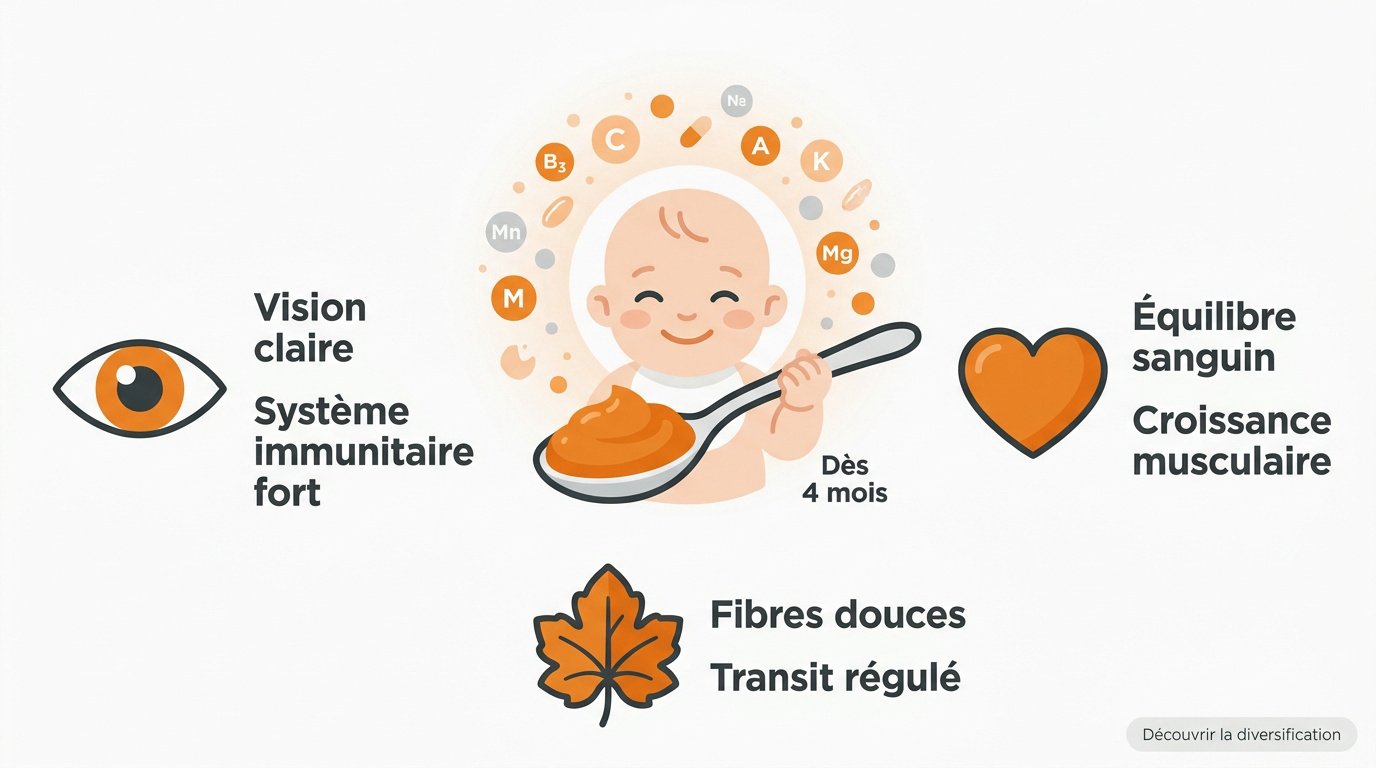 Purée de potiron onctueuse pour la diversification alimentaire de bébé