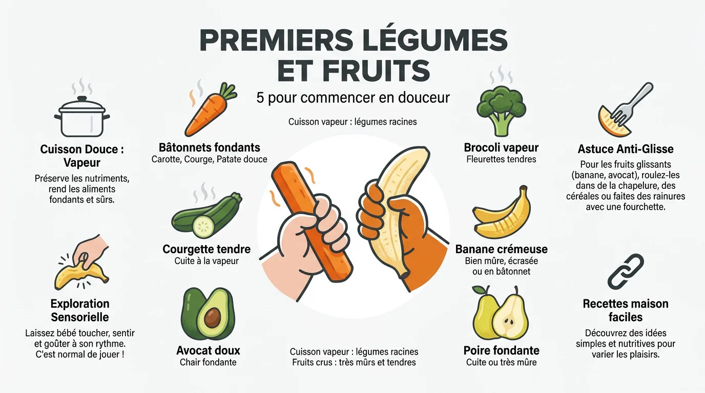 Sélection de légumes et fruits fondants pour débuter la DME