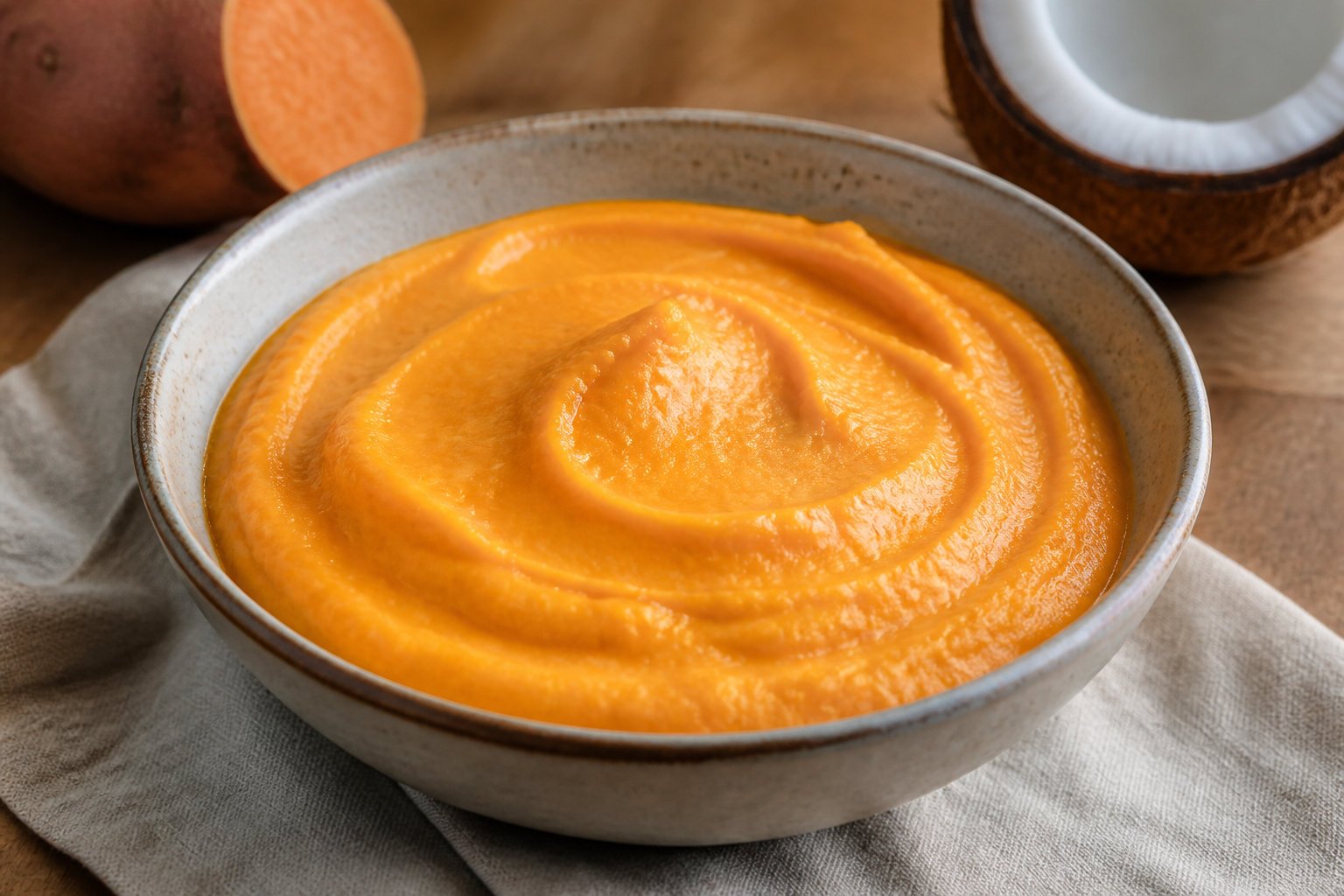 Préparer une purée onctueuse à la patate douce et coco