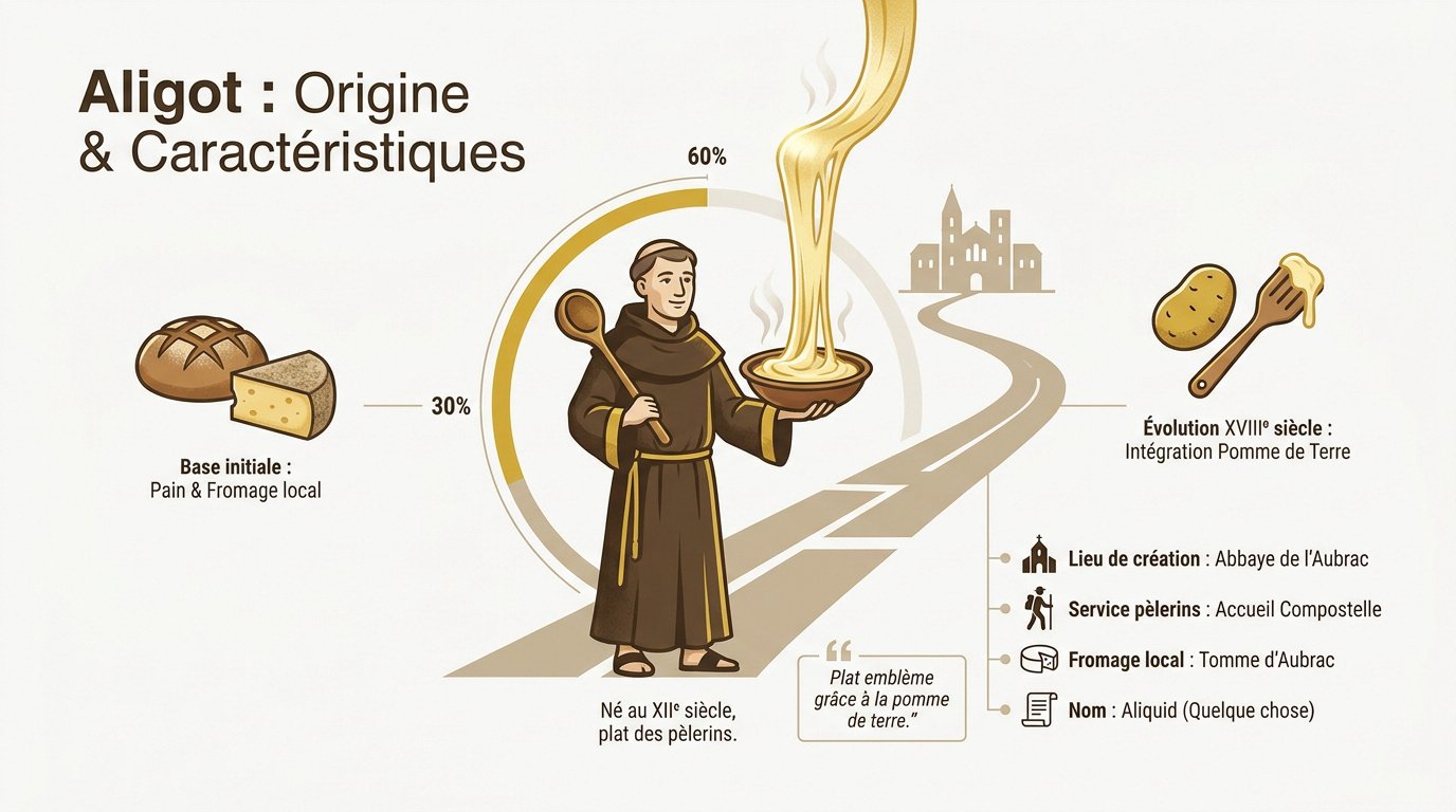 Aligot traditionnel de l'Aubrac filant avec de la tome fraîche