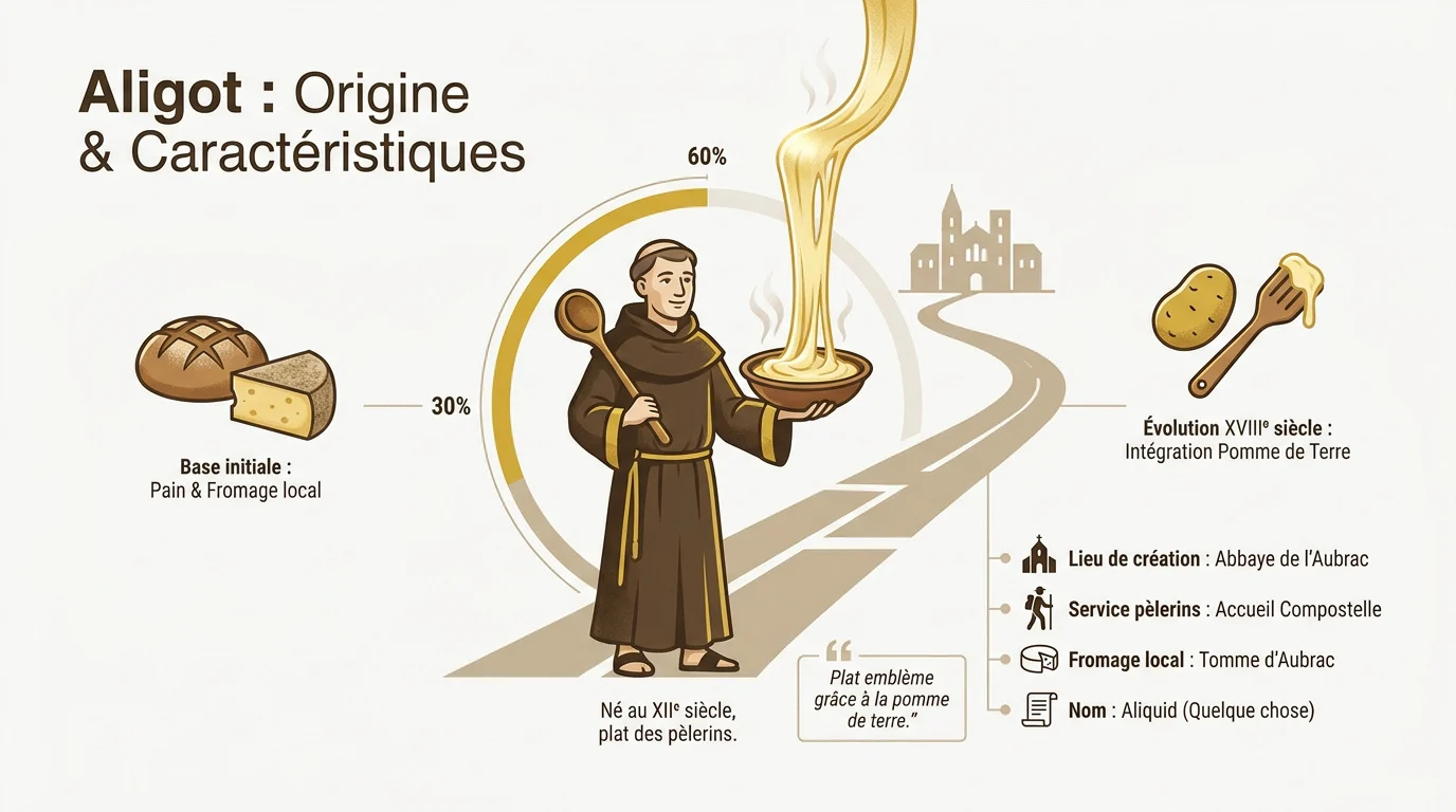 Aligot traditionnel de l'Aubrac filant avec de la tome fraîche