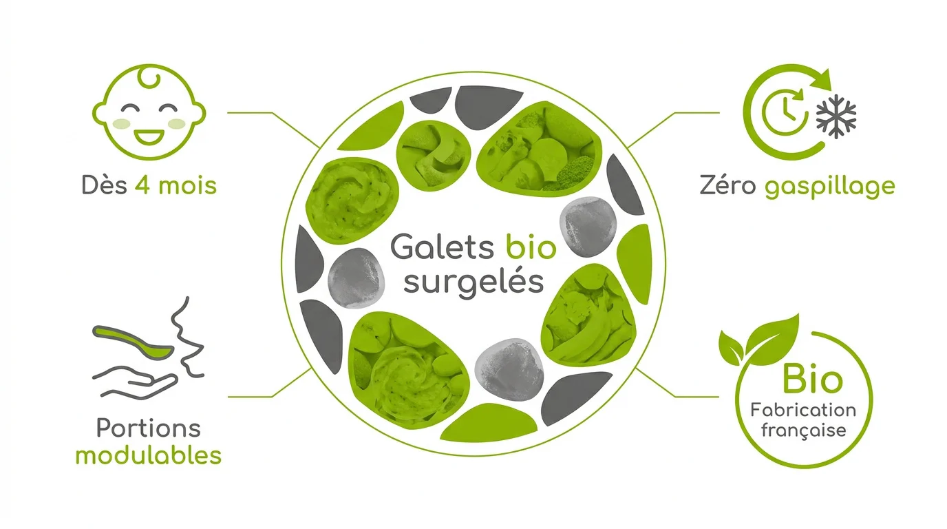 Galets de purée bio surgelés Yooji pour la diversification alimentaire de bébé