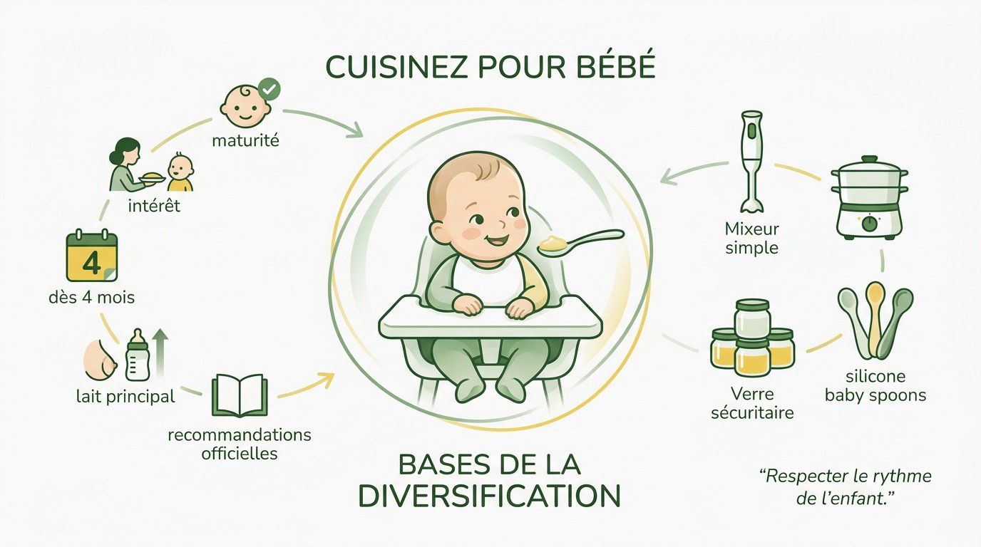 Bébé découvrant ses premières purées de légumes maison