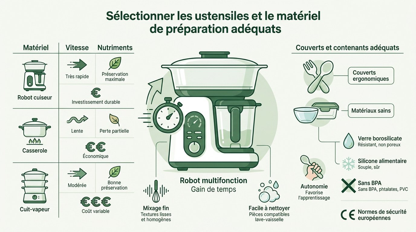 Matériel de préparation culinaire pour les repas de bébé