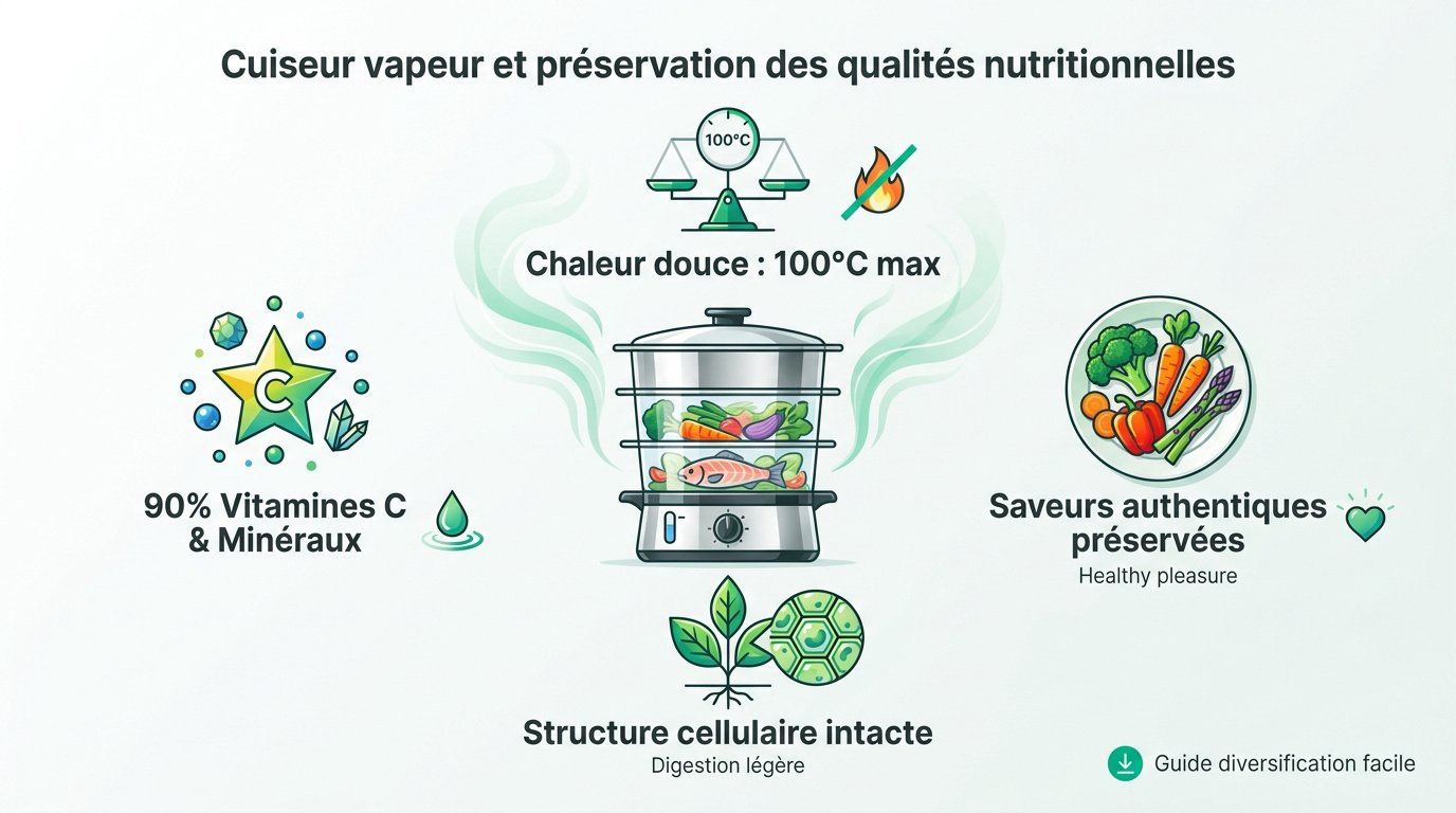Légumes frais cuits à la vapeur préservant leurs nutriments