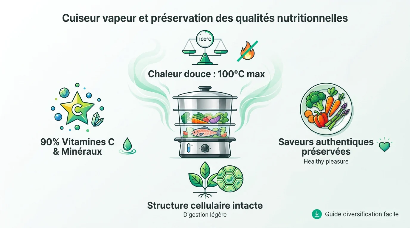 Légumes frais cuits à la vapeur préservant leurs nutriments