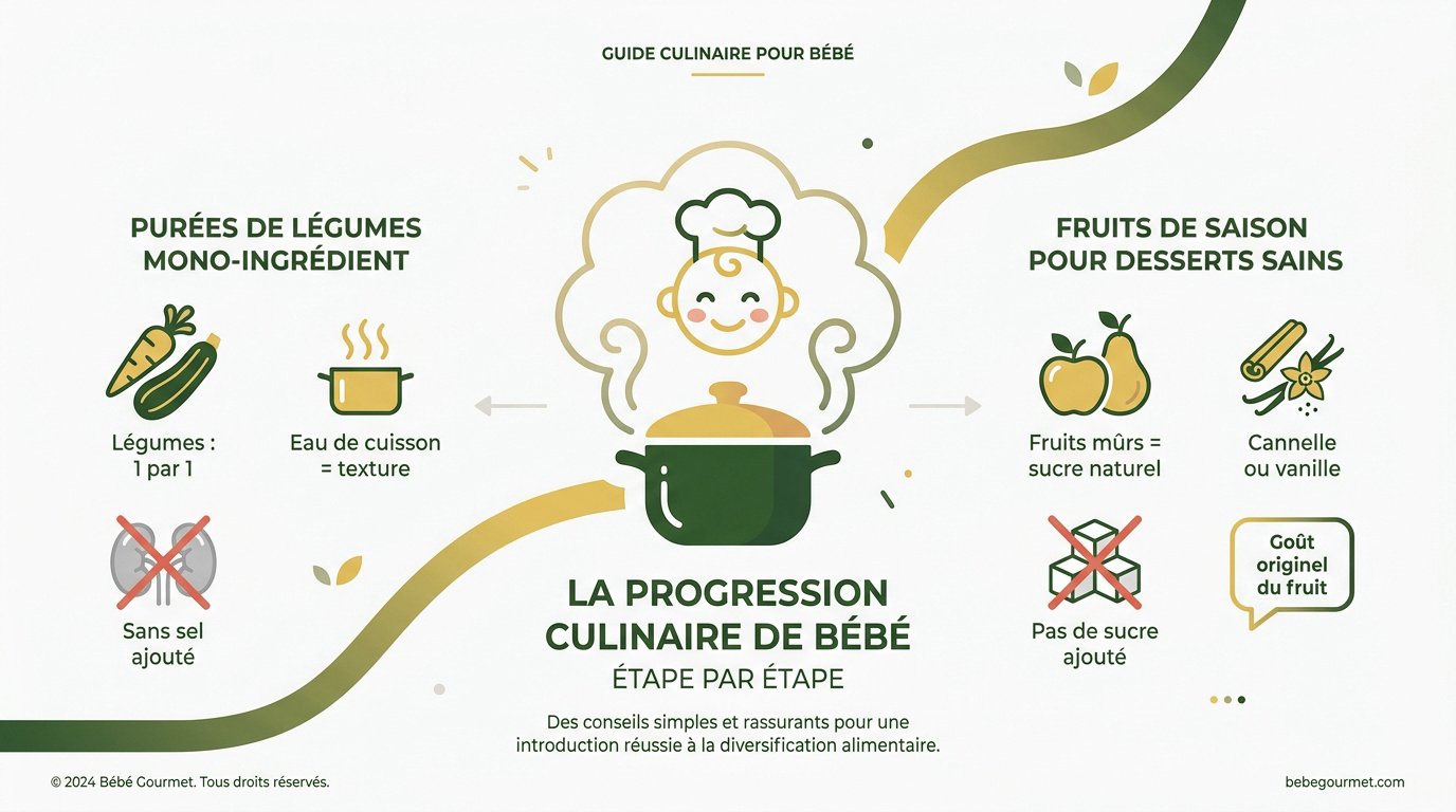 Préparation de purées de légumes et compotes de fruits frais pour bébé