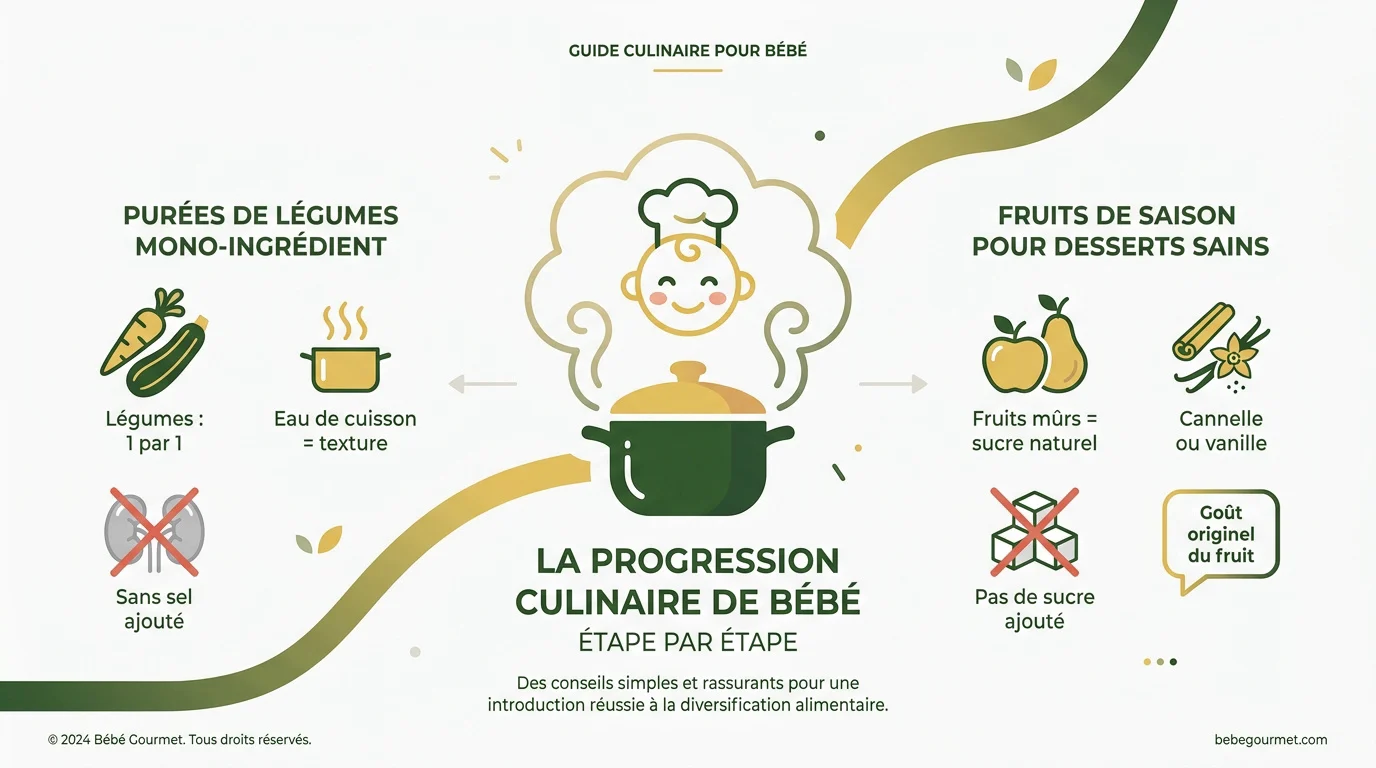 Préparation de purées de légumes et compotes de fruits frais pour bébé