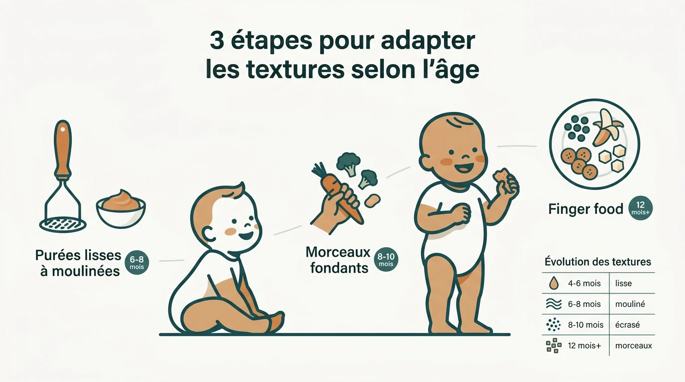guide des textures alimentaires pour bebes par age Guide visuel des textures alimentaires pour bébés selon l'âge