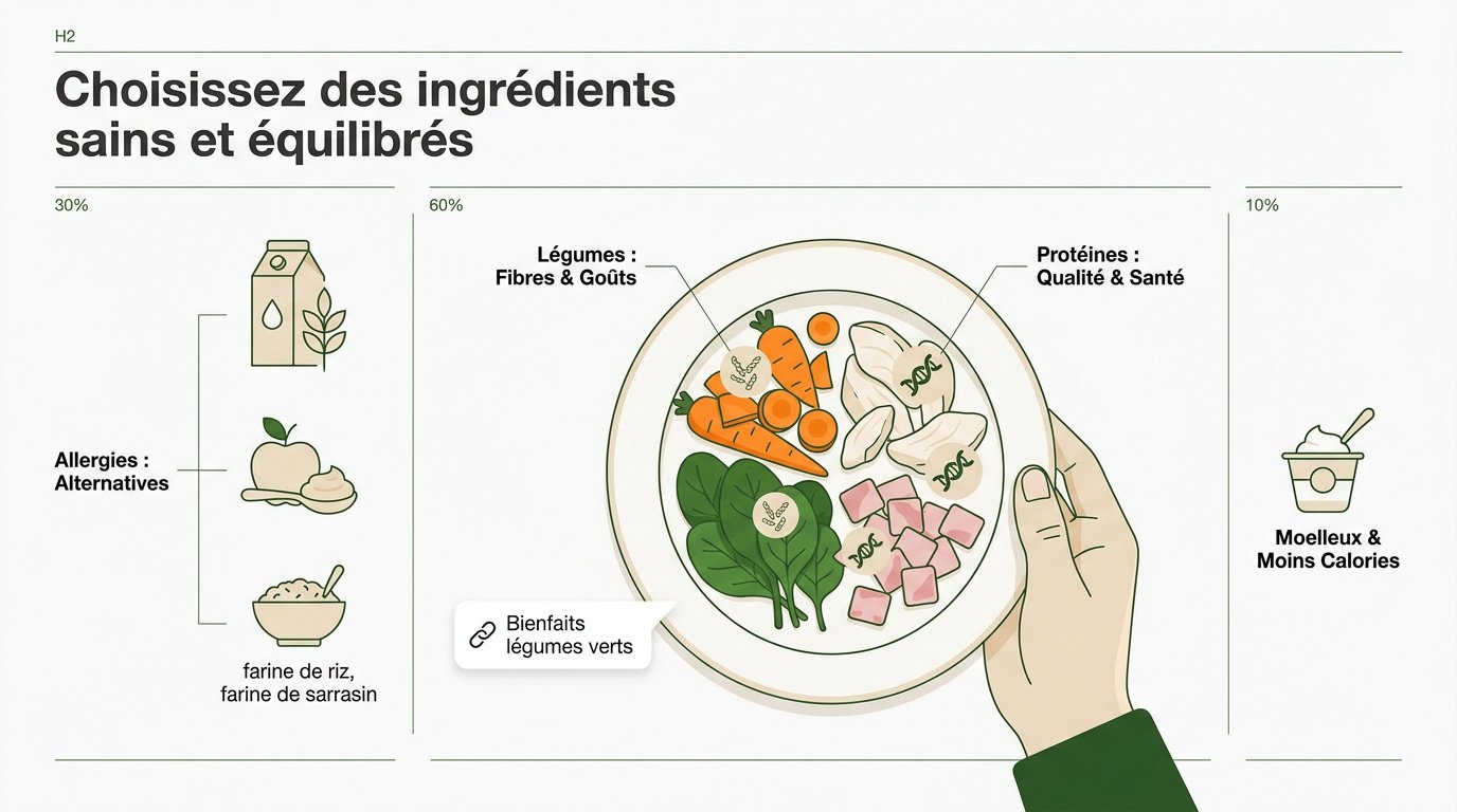 Sélection de légumes frais et protéines saines pour cuisiner des muffins salés pour bébé