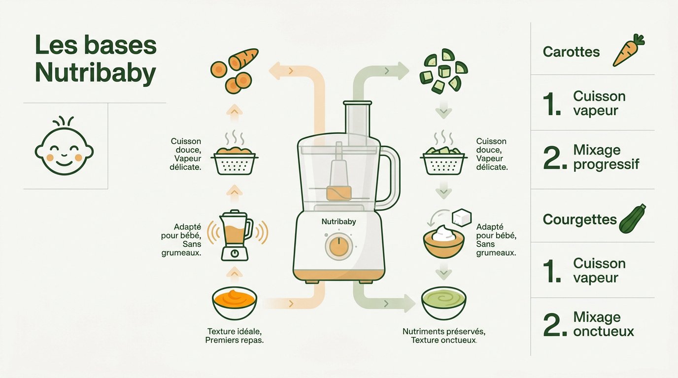 Préparation de purées de légumes à la vapeur avec le robot Nutribaby
