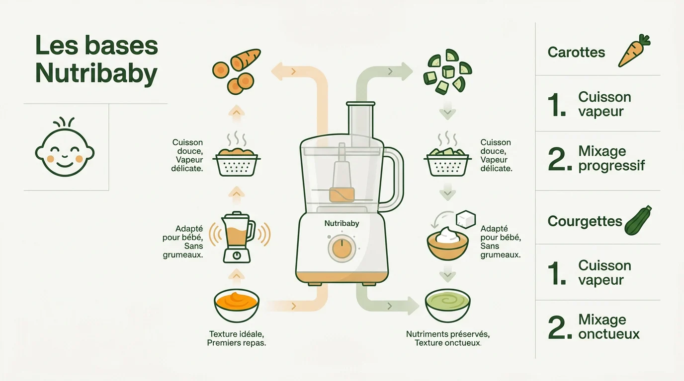 Préparation de purées de légumes à la vapeur avec le robot Nutribaby