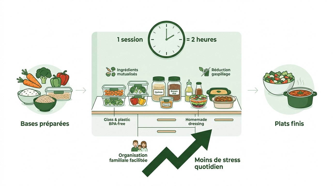 Préparation de repas sains en deux heures pour réduire le stress hebdomadaire