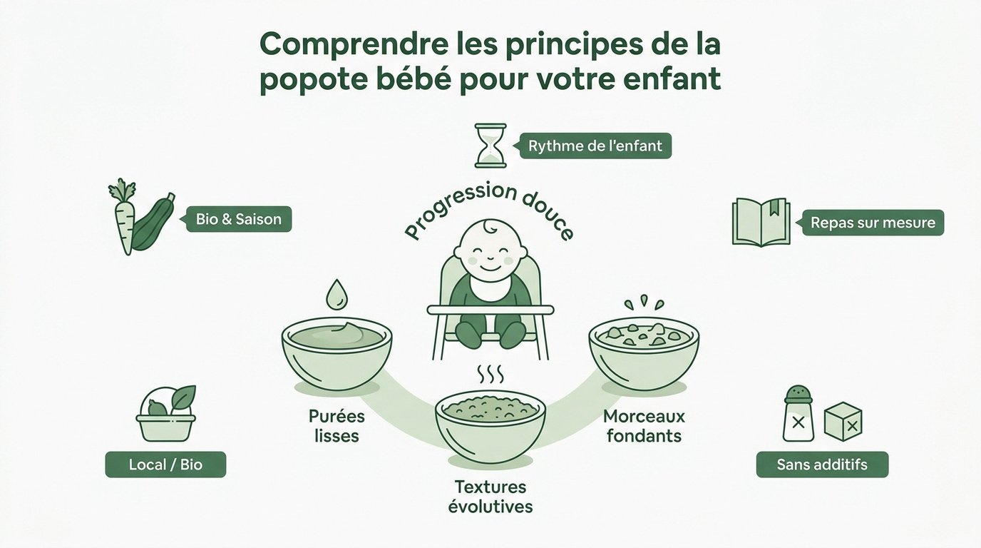 Préparation de purées maison avec des légumes frais pour bébé