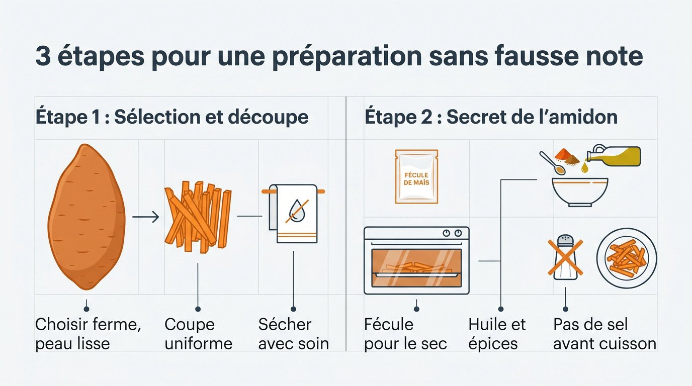 Bâtonnets de patate douce crus prêts pour la cuisson au four