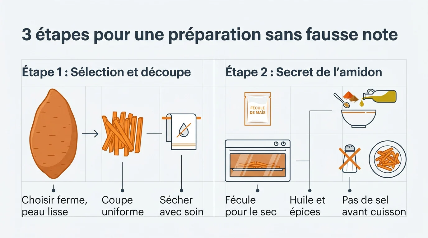 Bâtonnets de patate douce crus prêts pour la cuisson au four