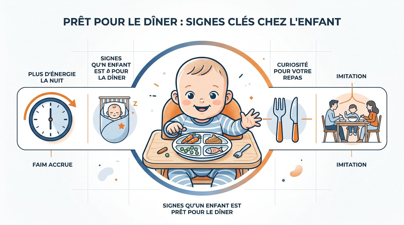 Signes indiquant qu'un bébé est prêt à commencer le repas du soir