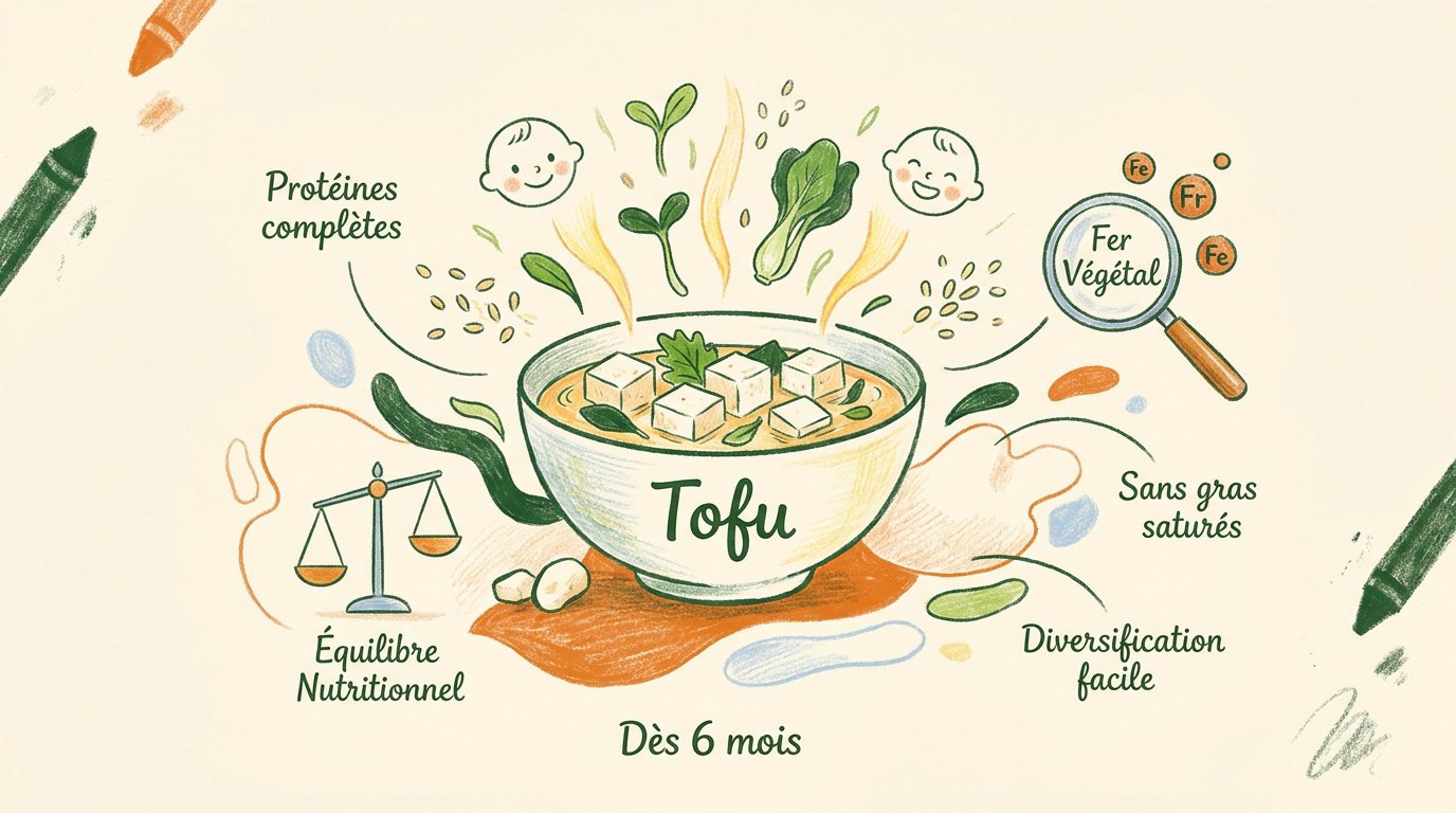 Préparation de cubes de tofu ferme et soyeux pour l'alimentation de bébé