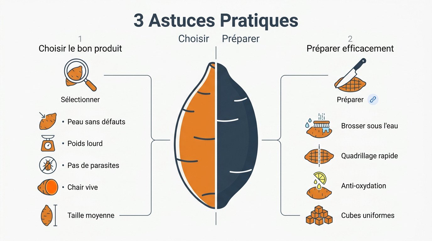 Sélection et préparation de patates douces fraîches pour bébé