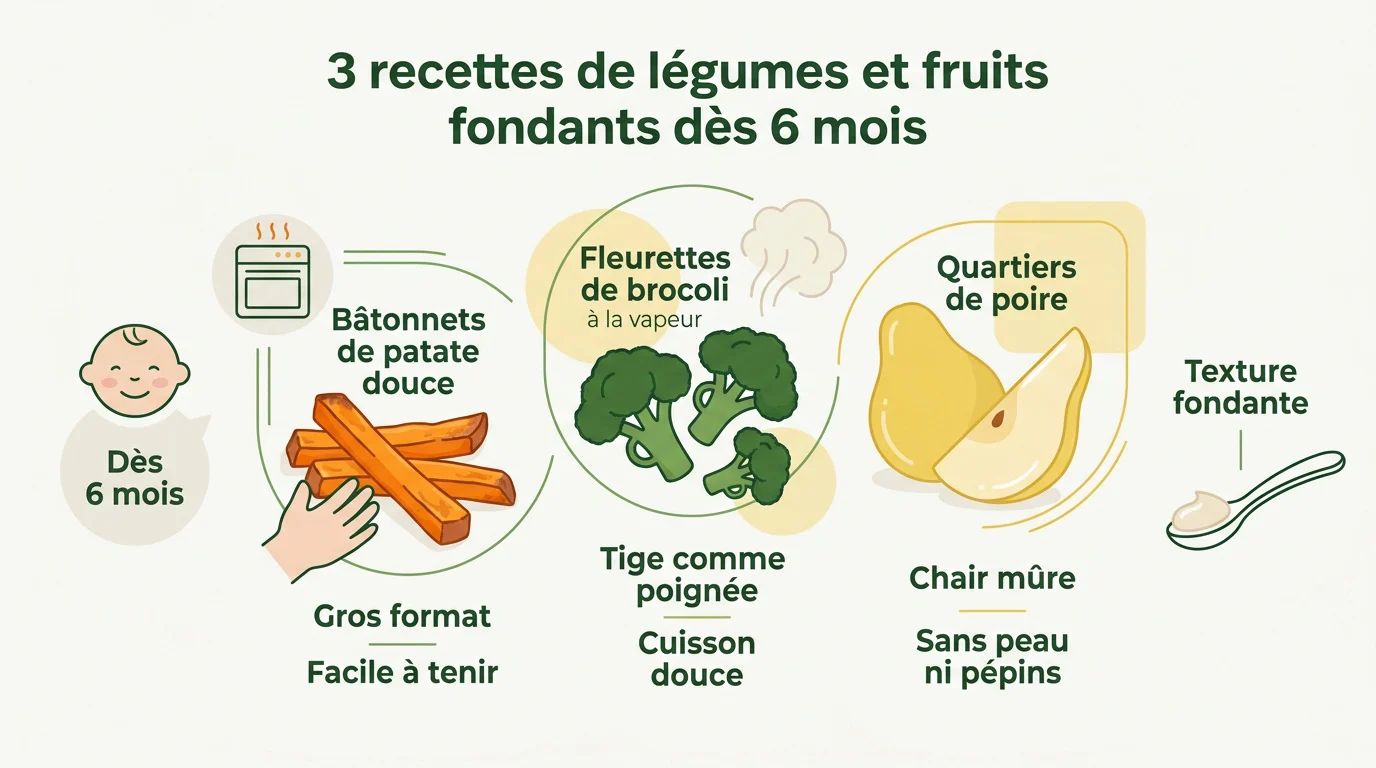Bâtonnets de patate douce et fleurettes de brocoli pour la DME
