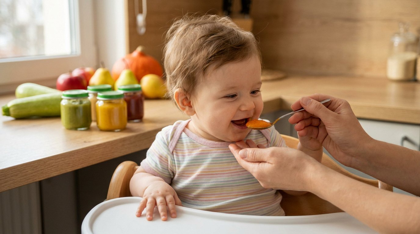 bebe heureux decouvrant la nourriture 3 Petit pot bébé | Guide et avis pour réussir vos repas