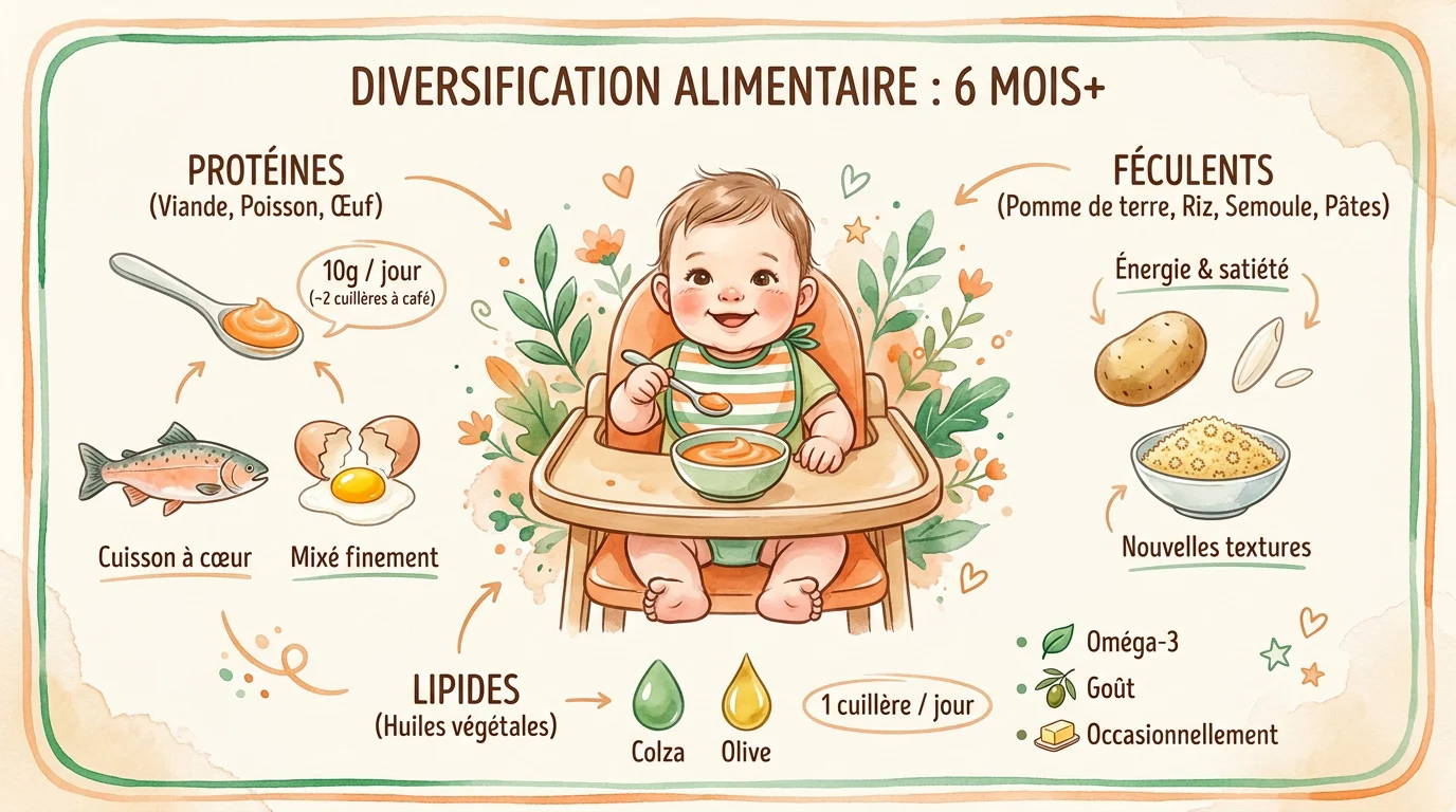 Guide pratique pour l'introduction des protéines et féculents dans l'alimentation de bébé à 6 mois
