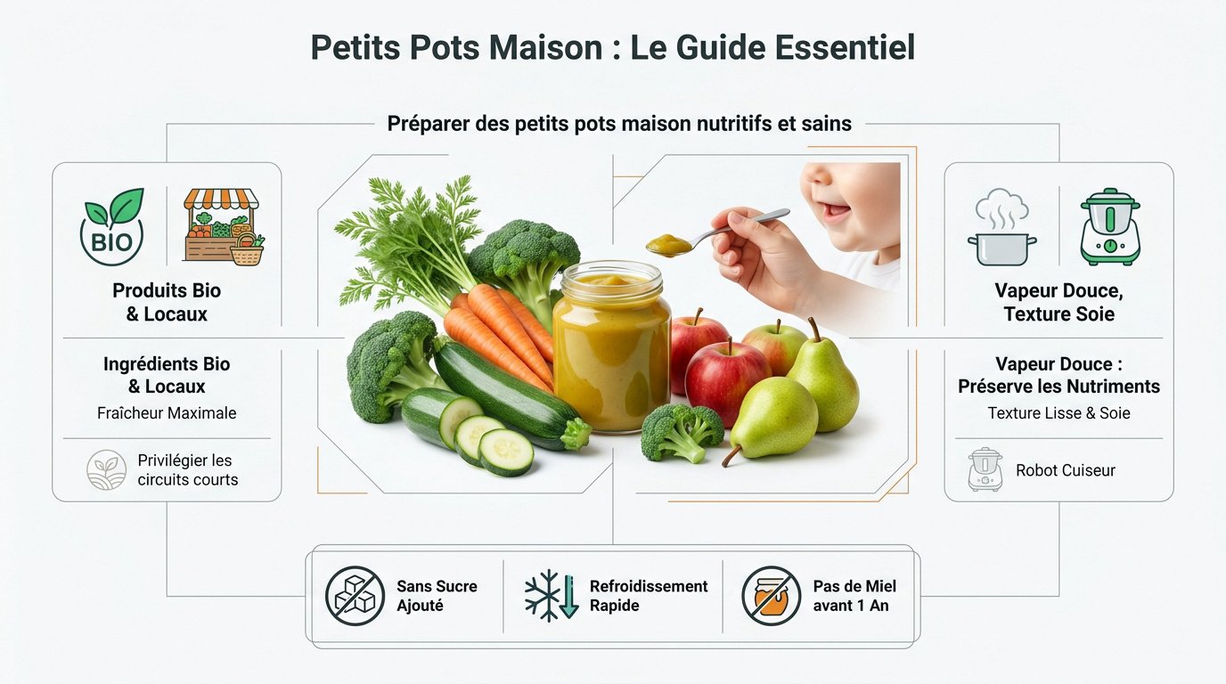 Préparation de petits pots maison avec légumes frais et robot cuiseur vapeur
