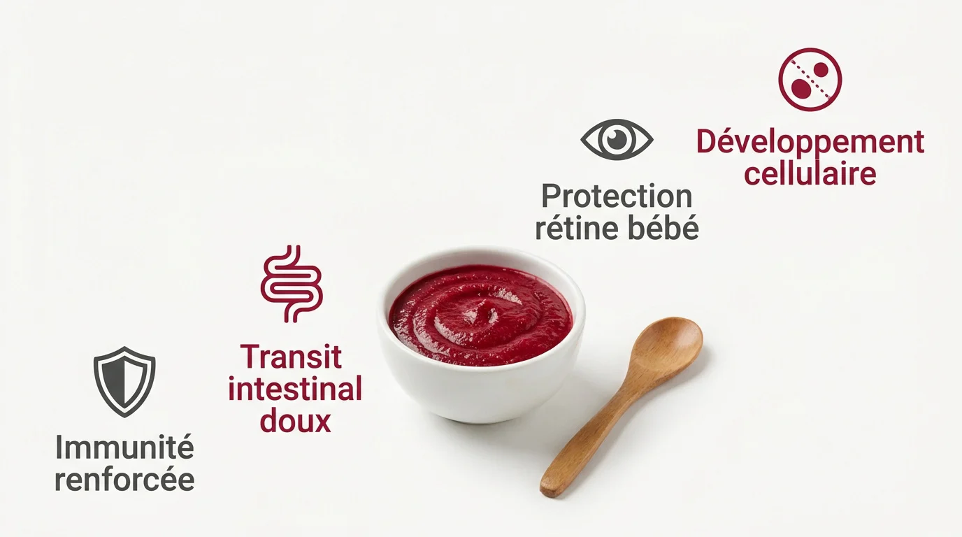 Purée de betterave lisse pour la diversification alimentaire de bébé