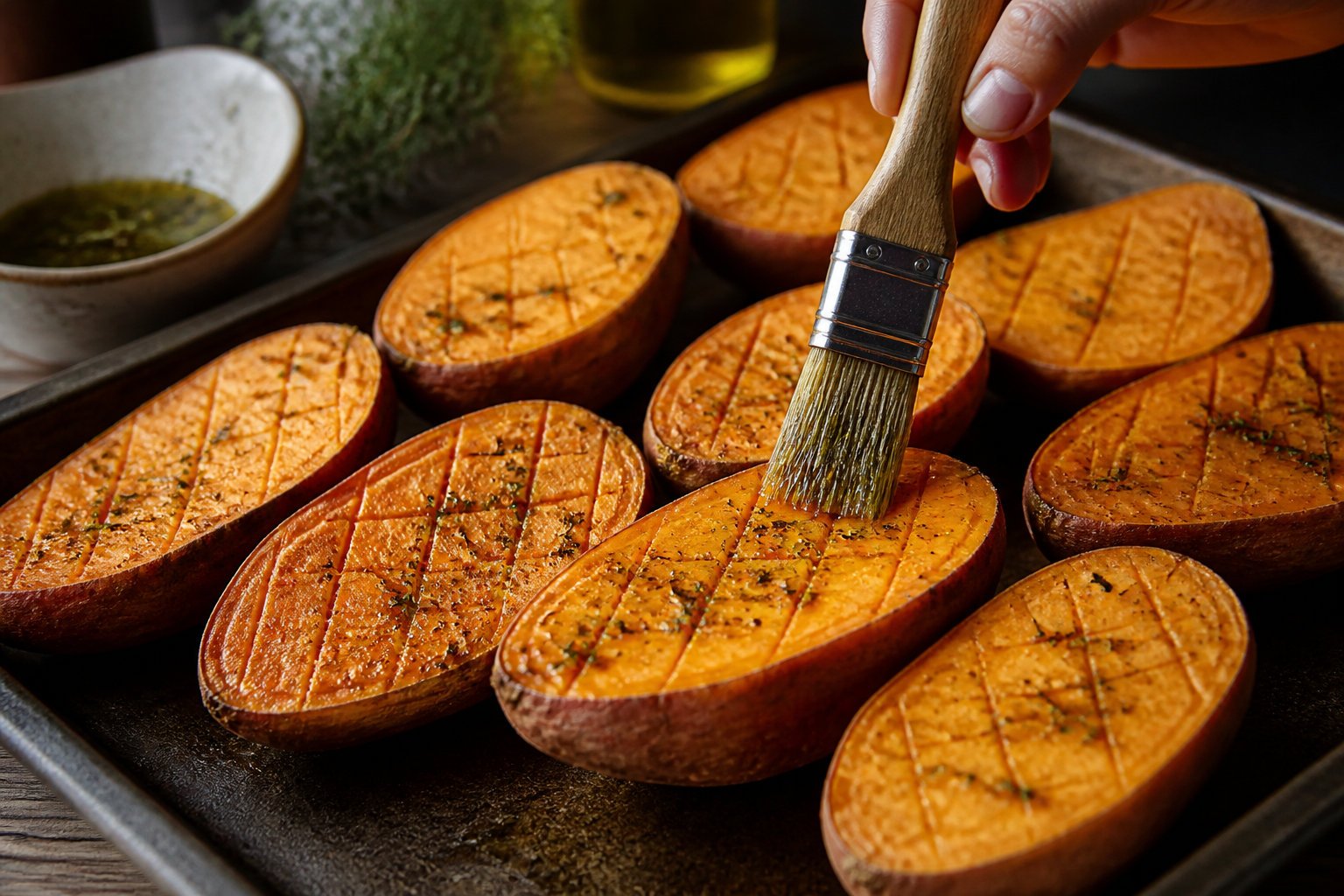 Recette de la patate douce rôtie au four parfumée au thym